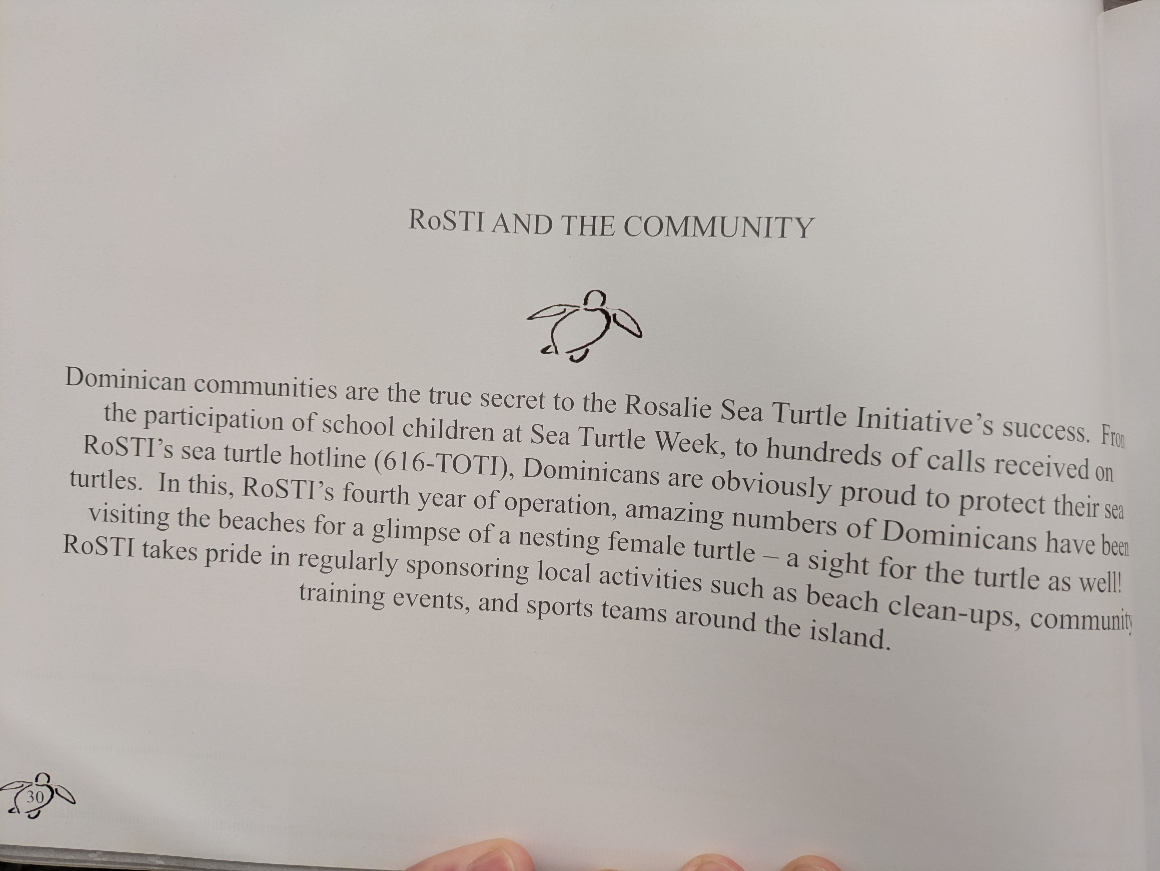 RoSTI and the Community — book text page describing Dominican community involvement