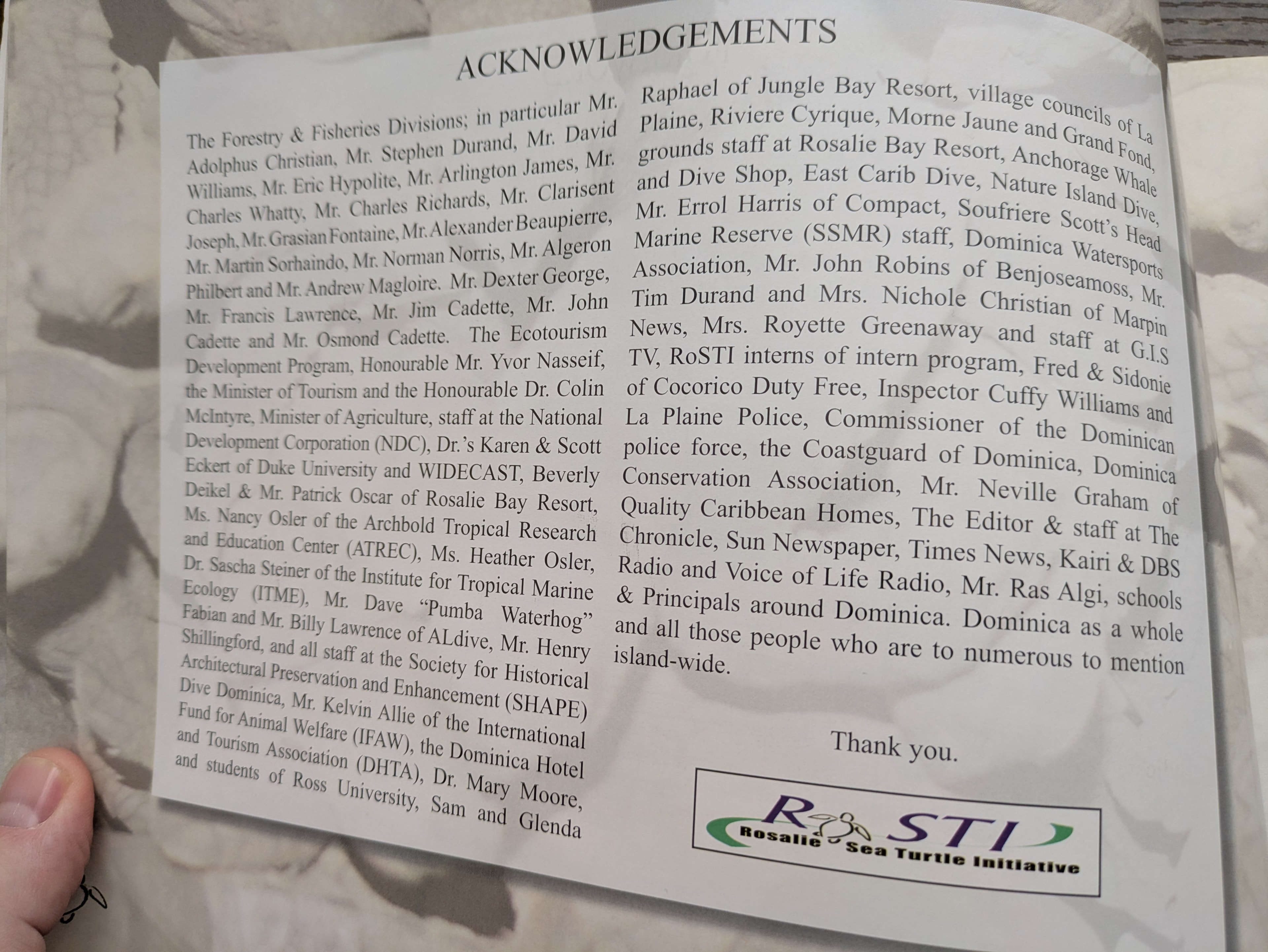 Acknowledgements — RoSTI book