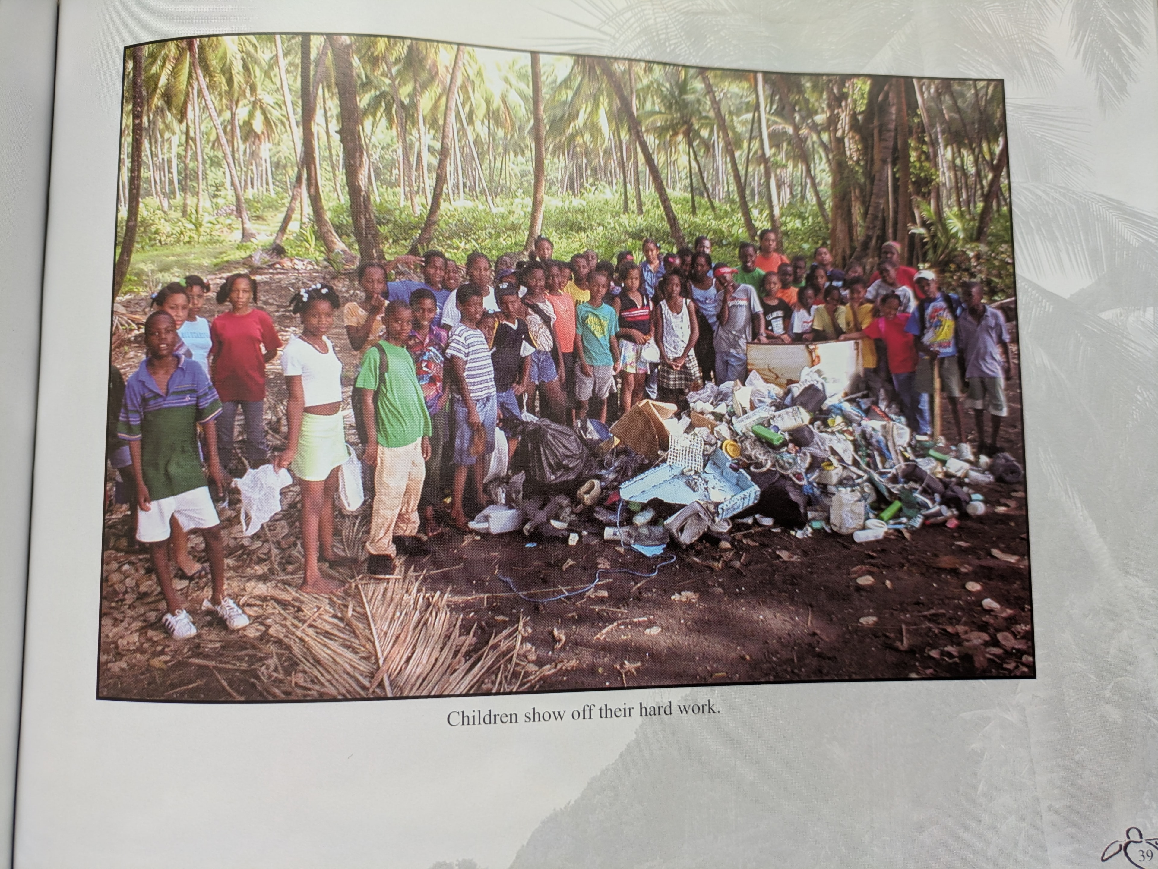 Children after coastal clean-up at Rosalie Beach, Dominica