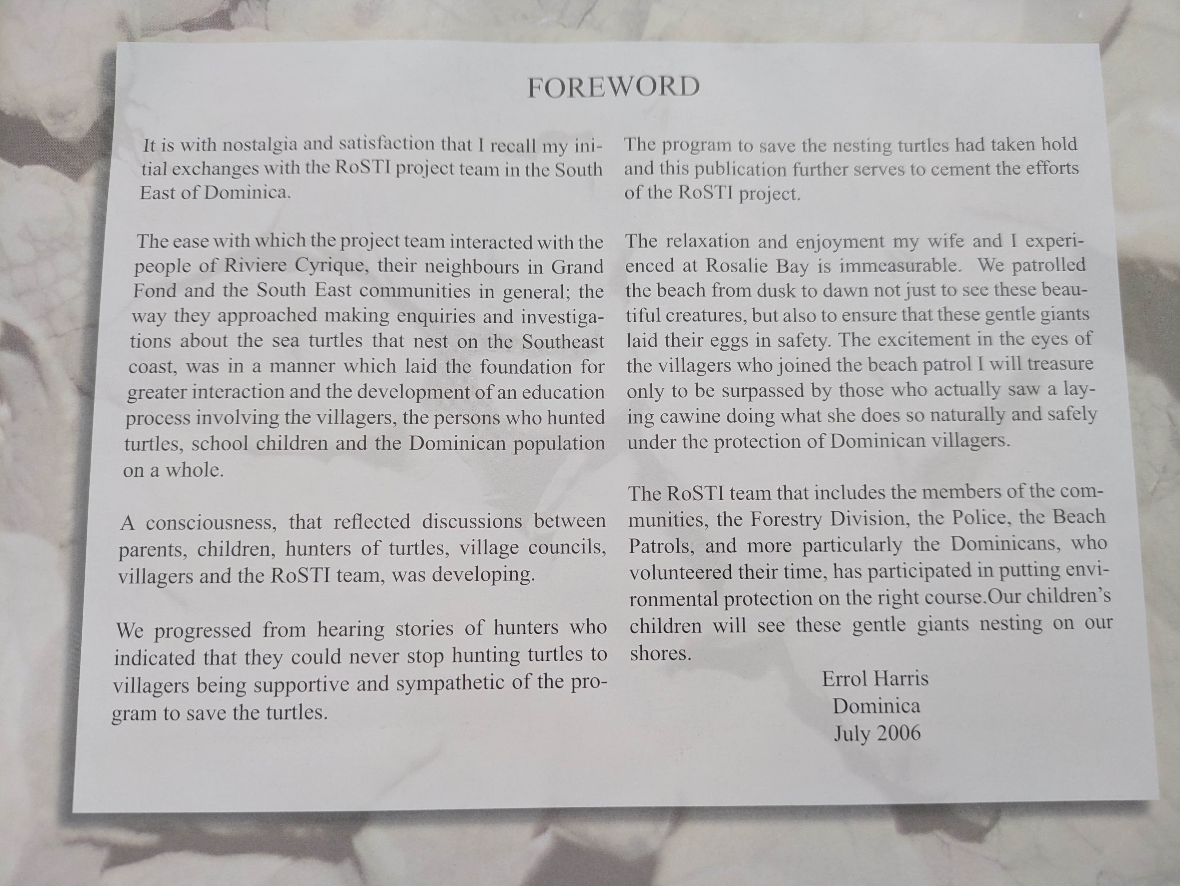 Foreword by Errol Harris — RoSTI book
