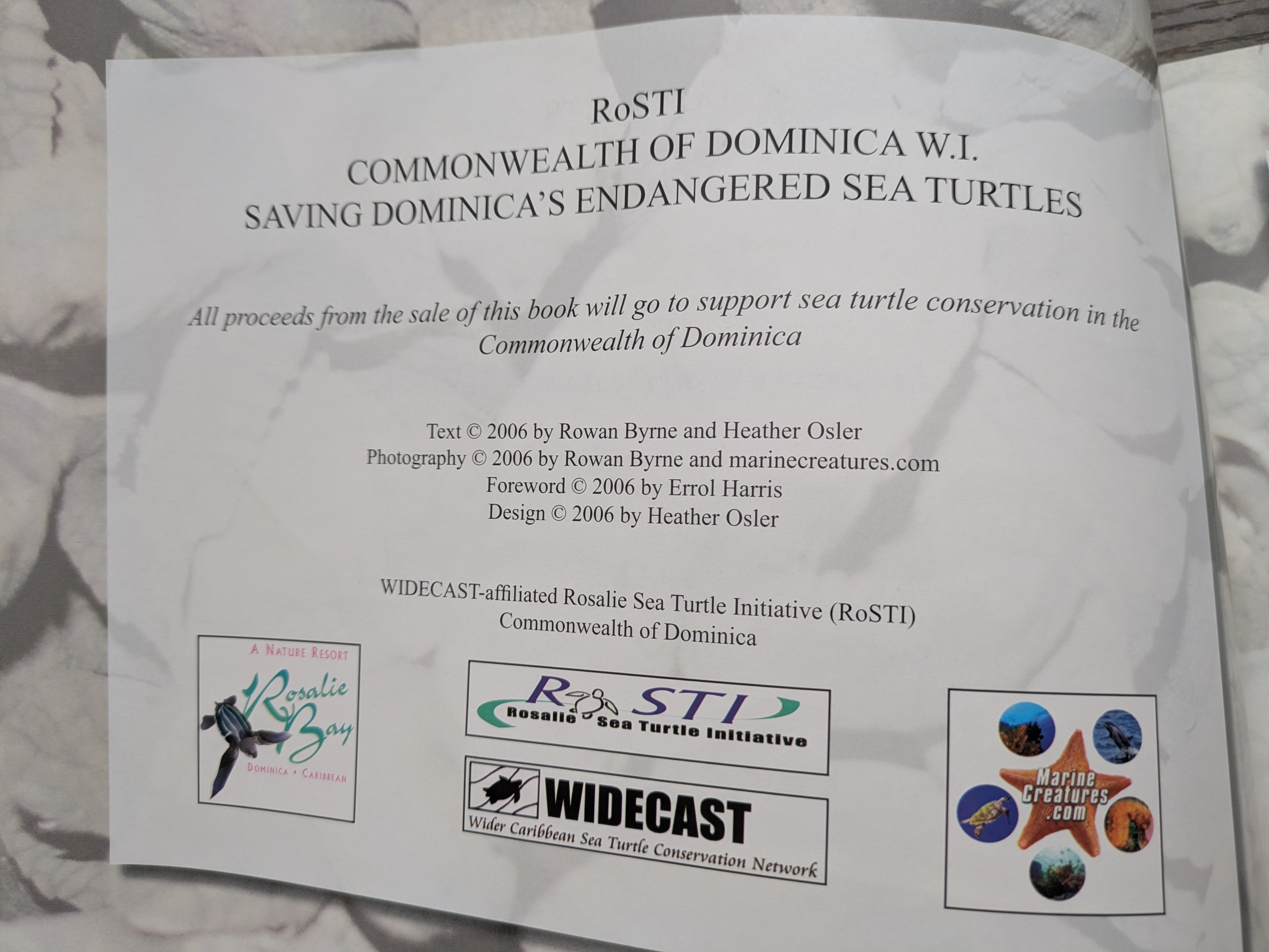 Individual pages details — RoSTI, WIDECAST, Rosalie Bay logos and copyright