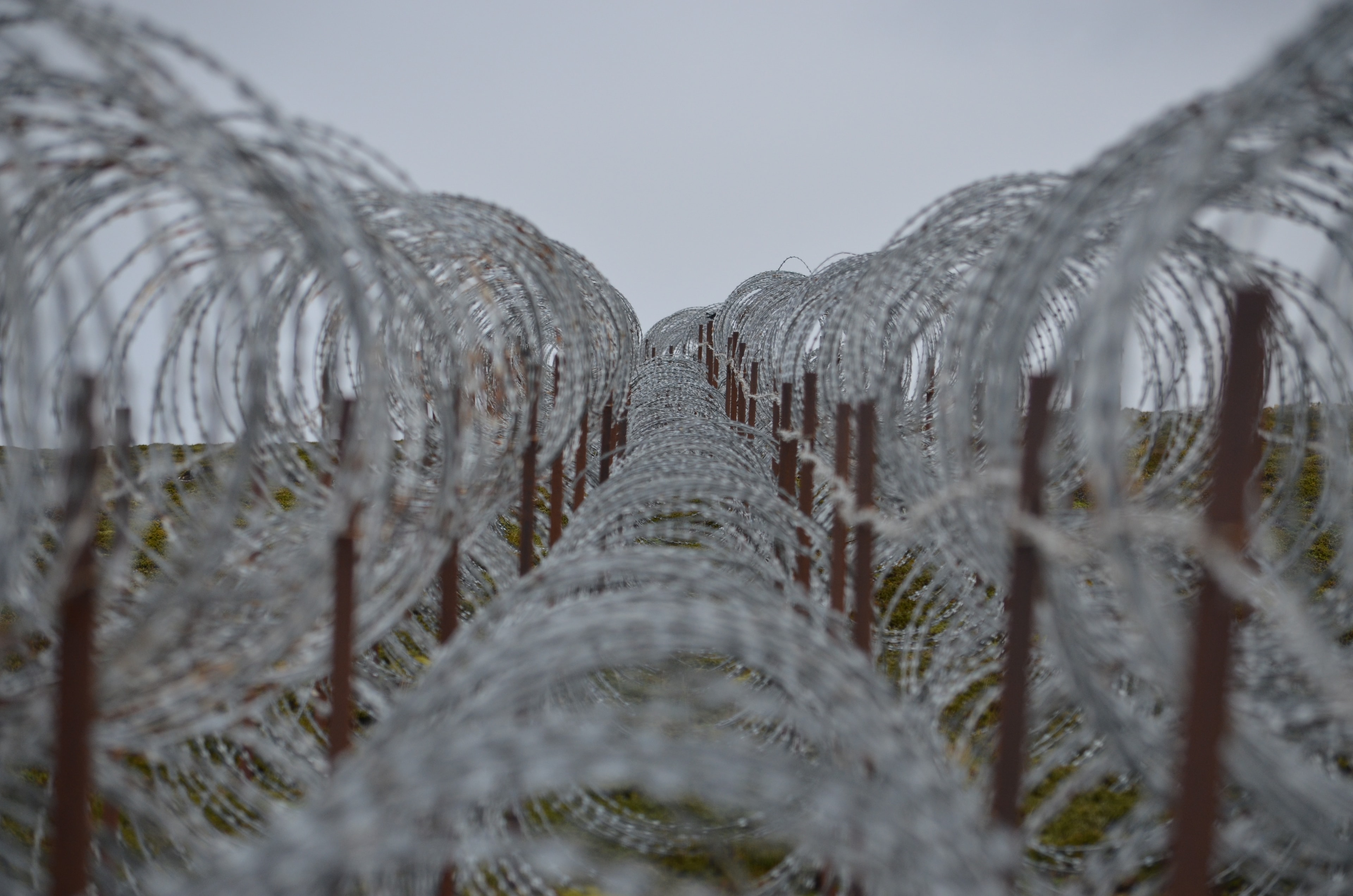 Security fencing near Mount Pleasant Complex in the Falkland Islands